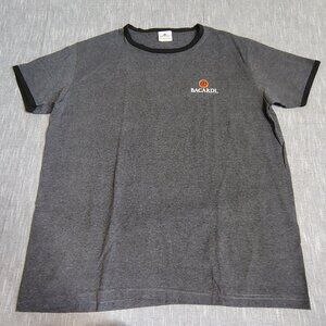 VINTAGE Bacardi Promo T-Shirt Size‎ XL Gray Bat Logo Ringer Adult
